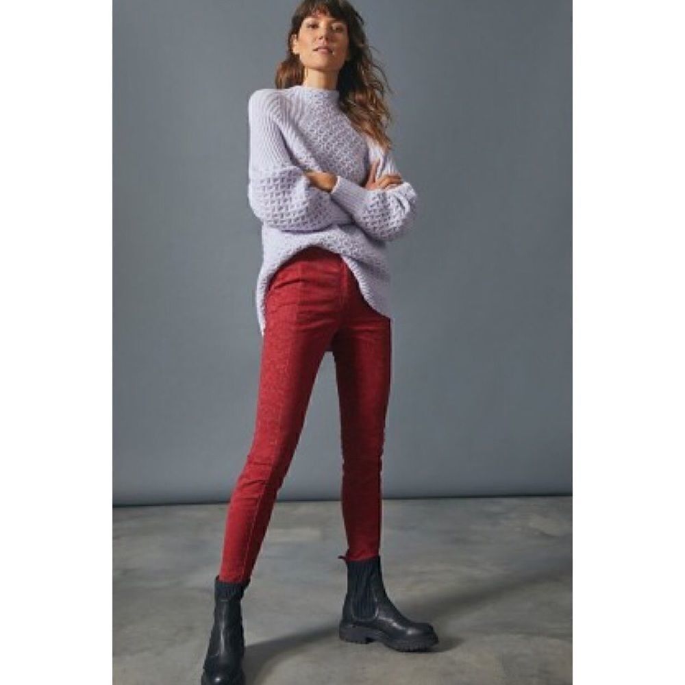 NWT ANTHROPOLOGIE Pilcro & The Letterpress High Rise Denim Flocked Leggings